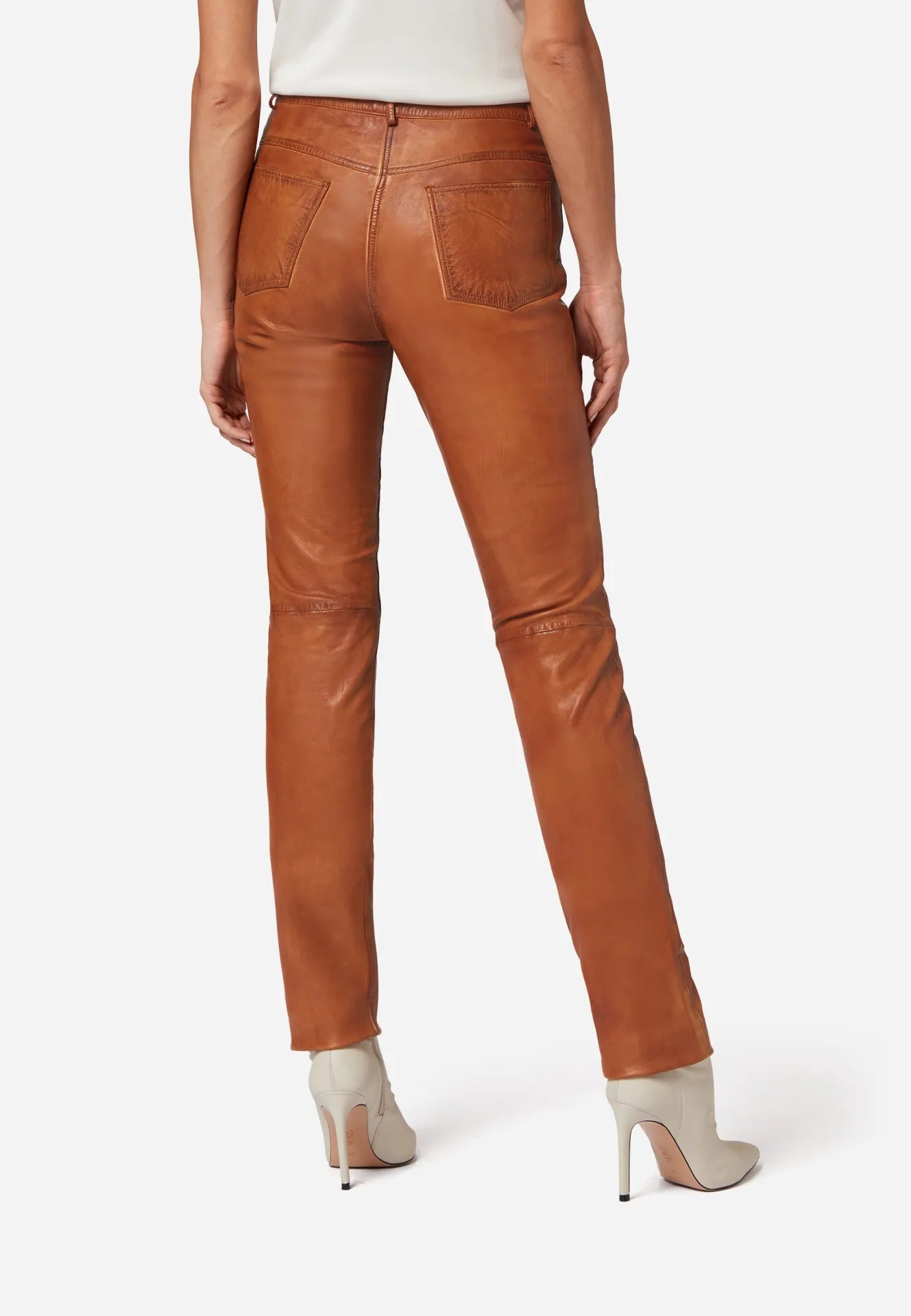 9809 Damen Lederhose - High Waist 5-Pocket Optik