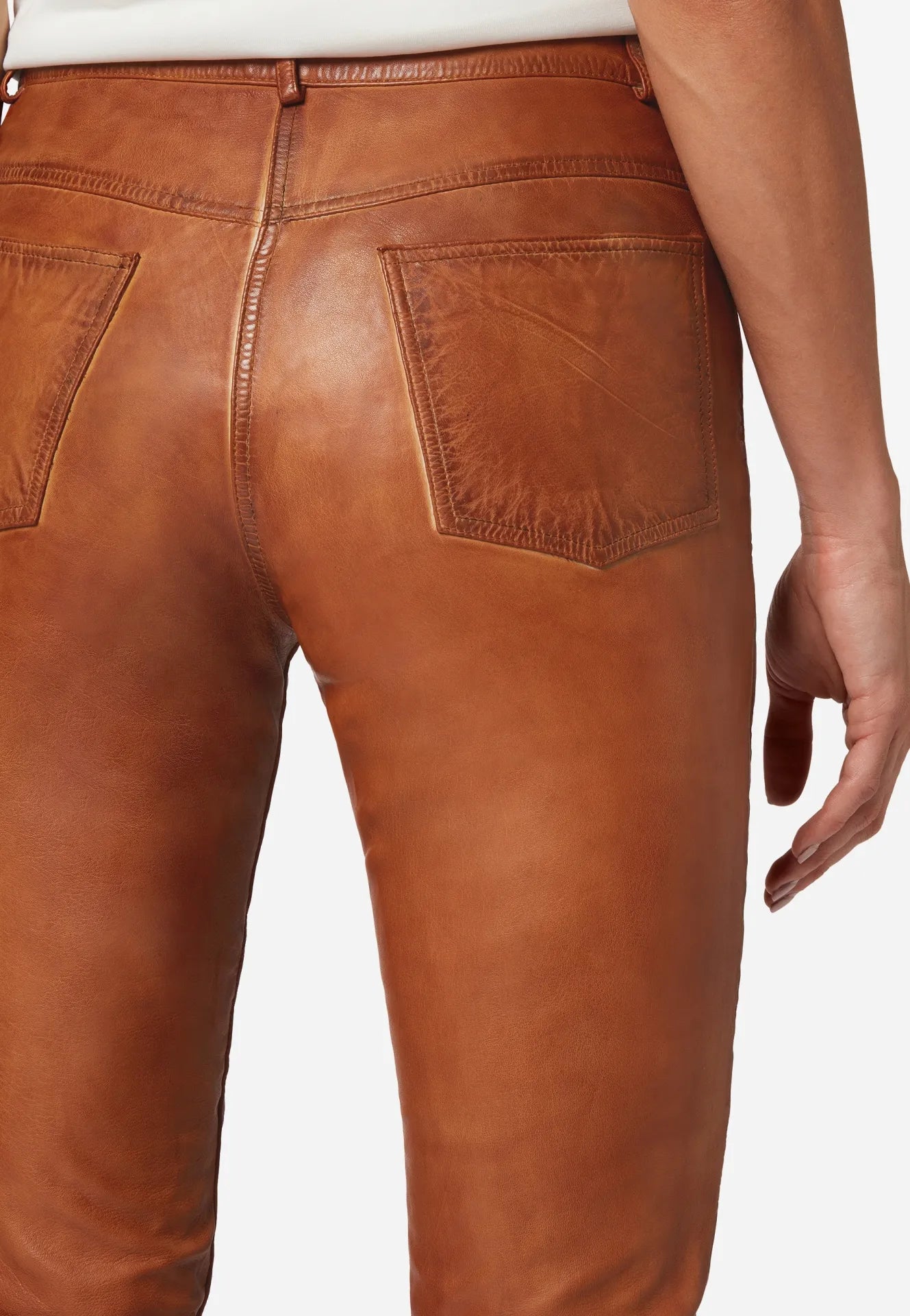 9809 Damen Lederhose - High Waist 5-Pocket Optik