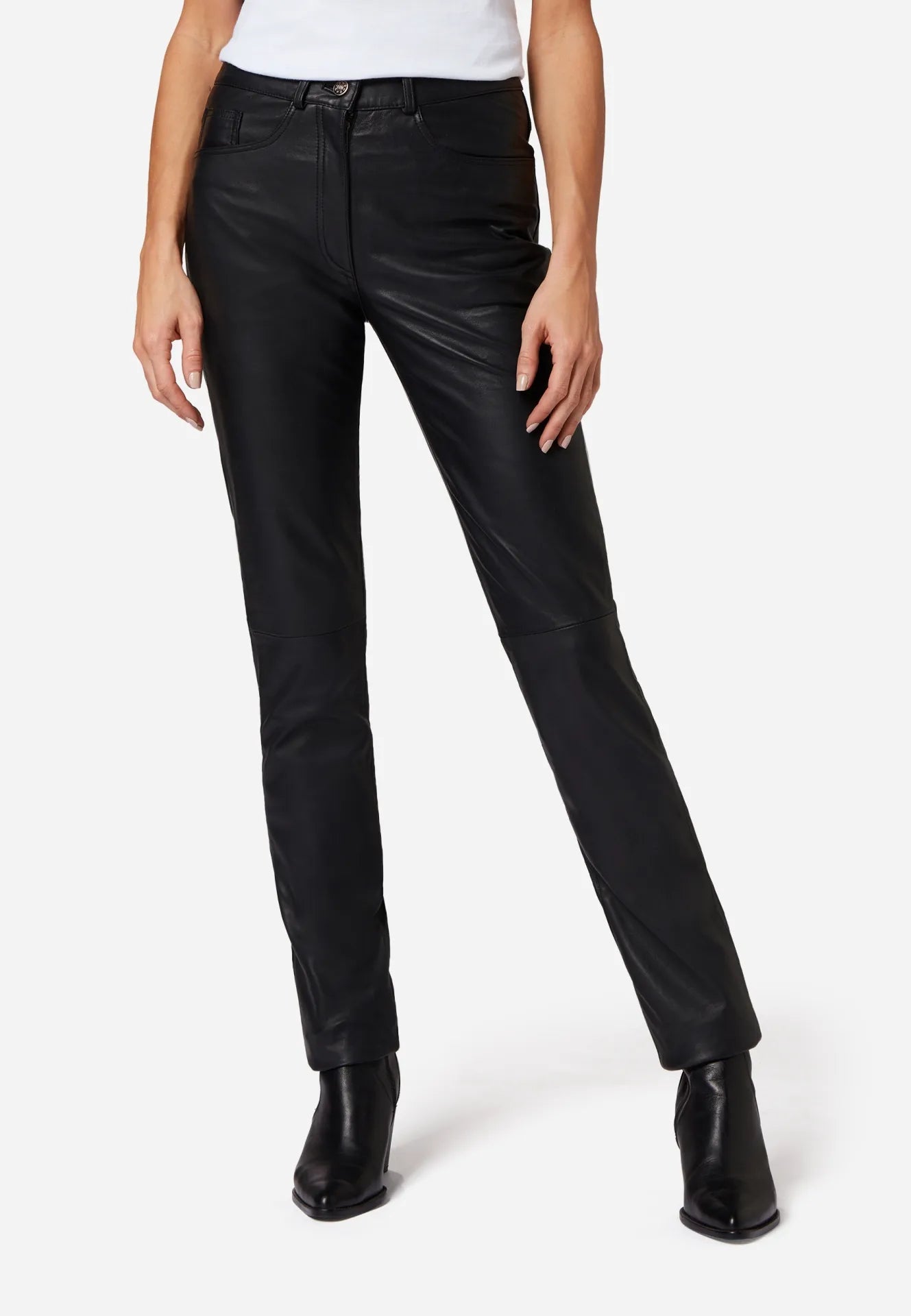 9809 Damen Lederhose - High Waist 5-Pocket Optik