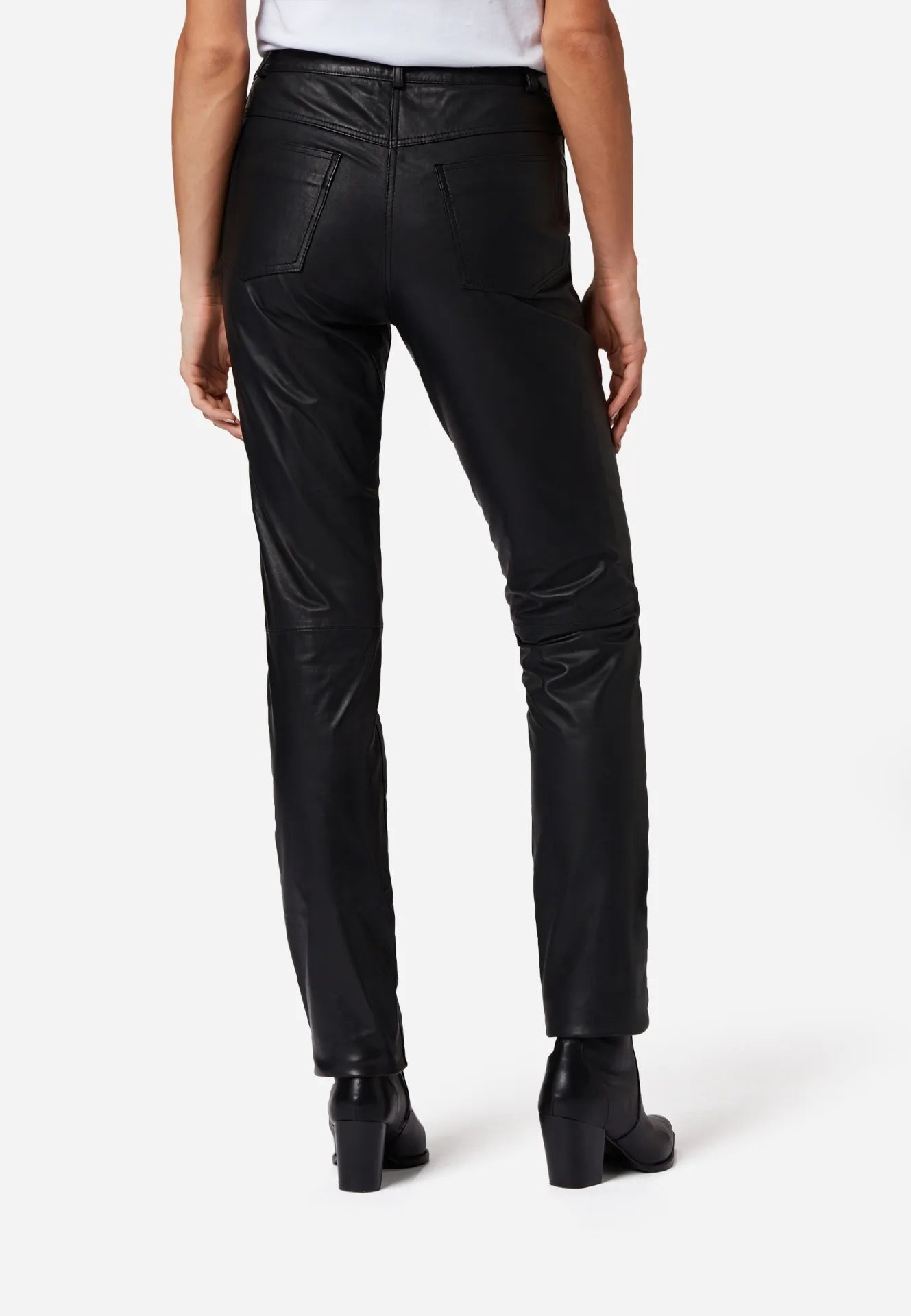 9809 Damen Lederhose - High Waist 5-Pocket Optik
