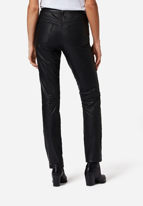 9809 Damen Lederhose - High Waist 5-Pocket Optik