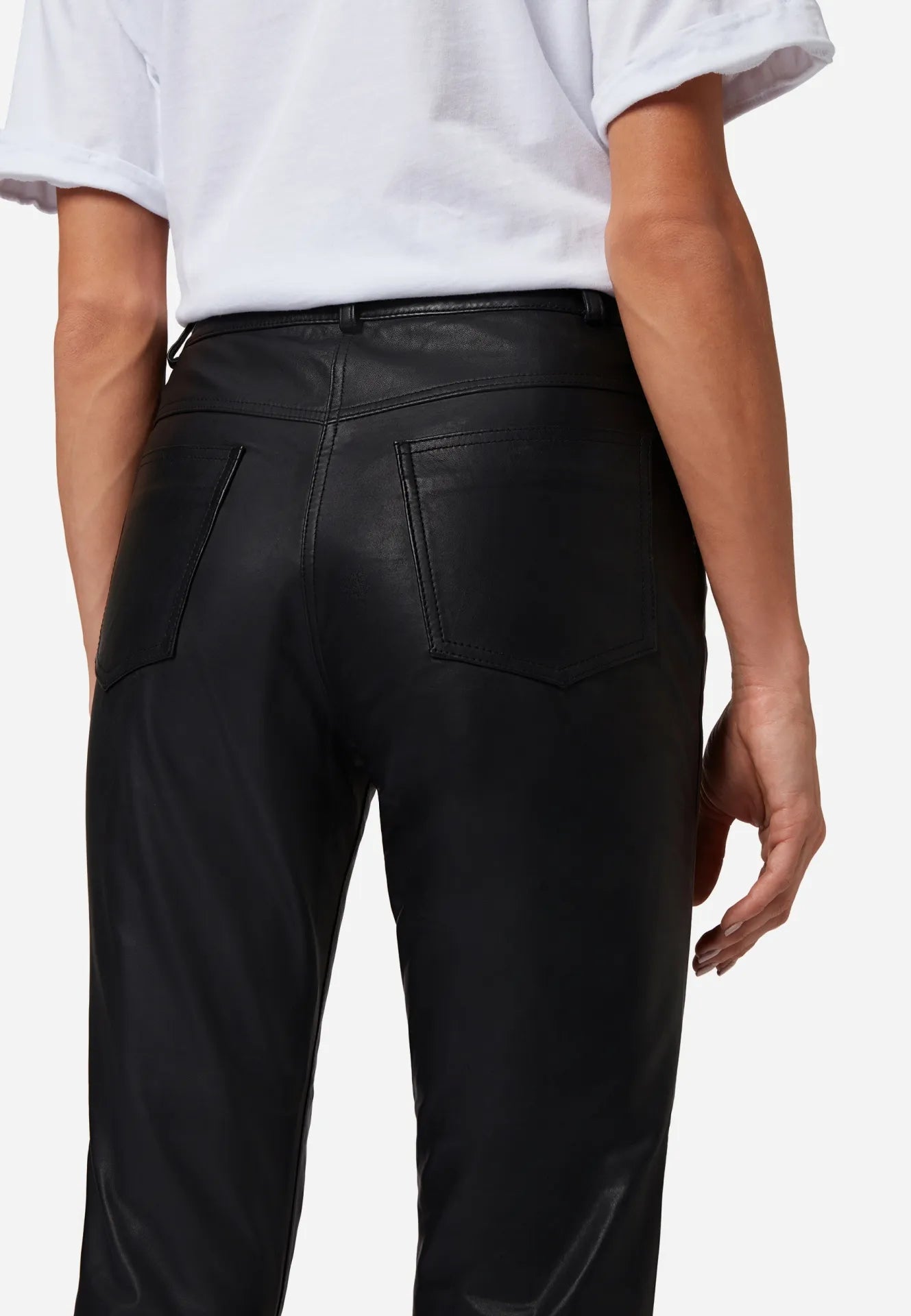 9809 Damen Lederhose - High Waist 5-Pocket Optik