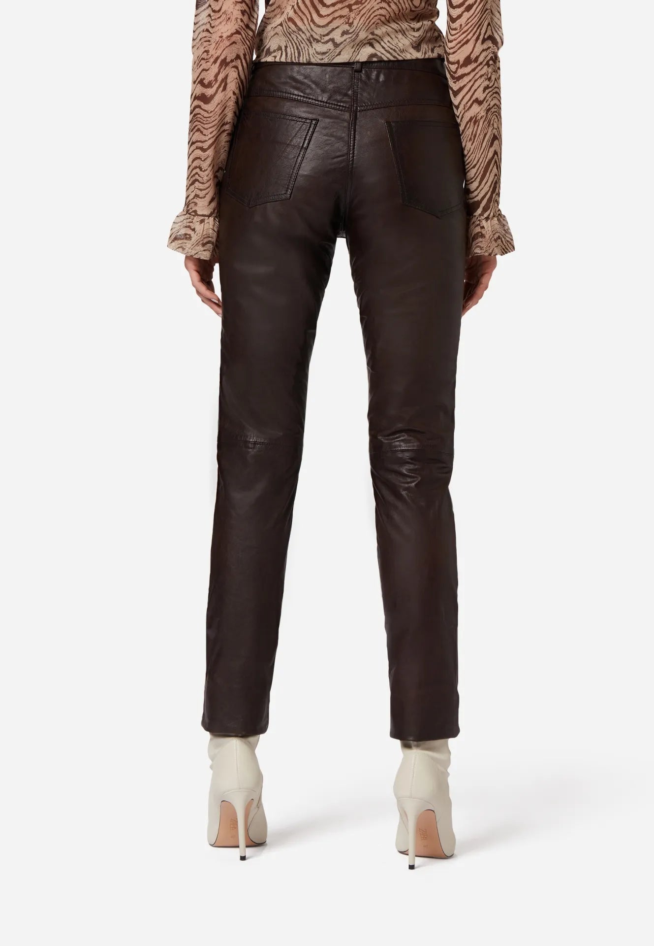9809 Damen Lederhose - High Waist 5-Pocket Optik