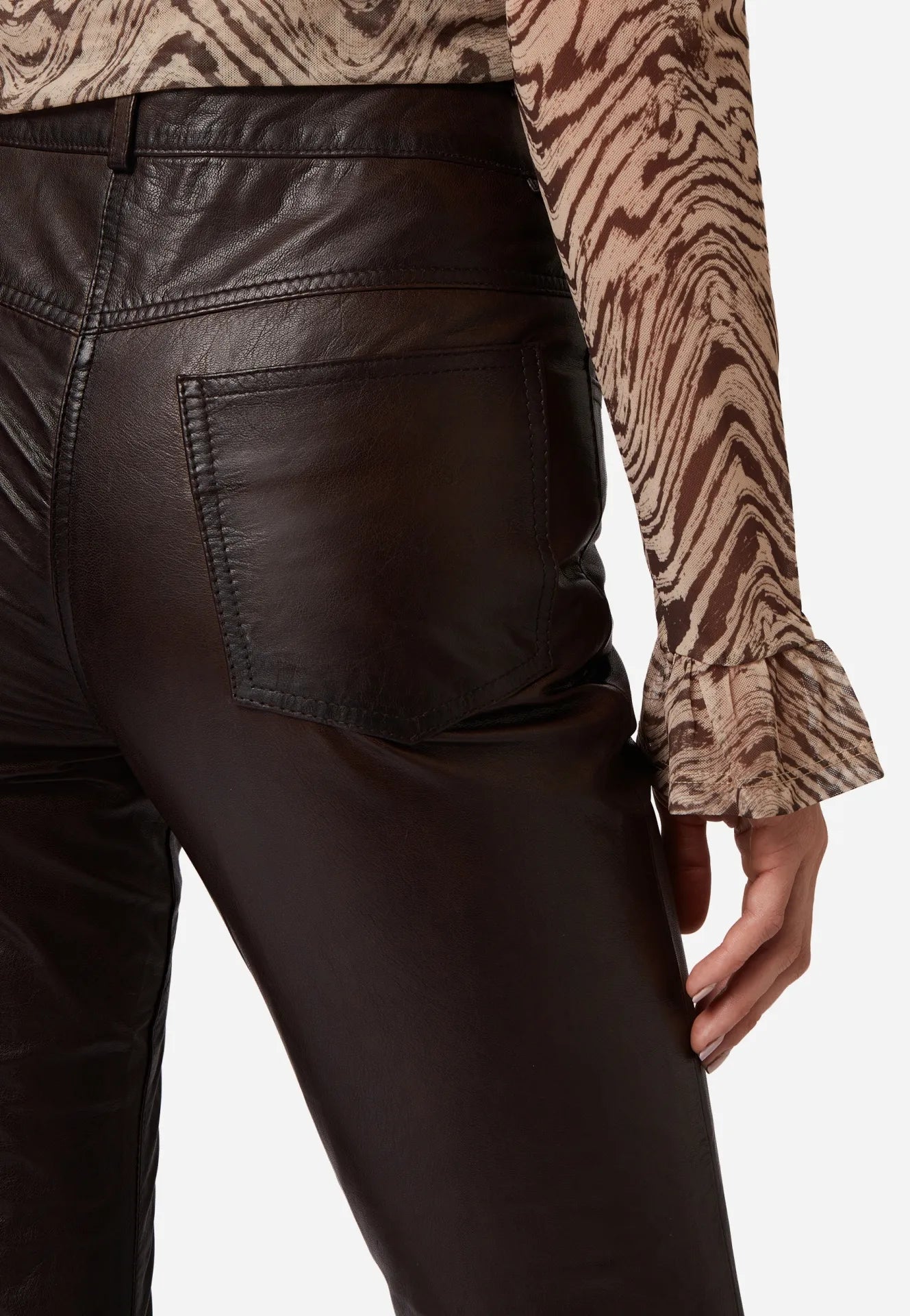 9809 Damen Lederhose - High Waist 5-Pocket Optik
