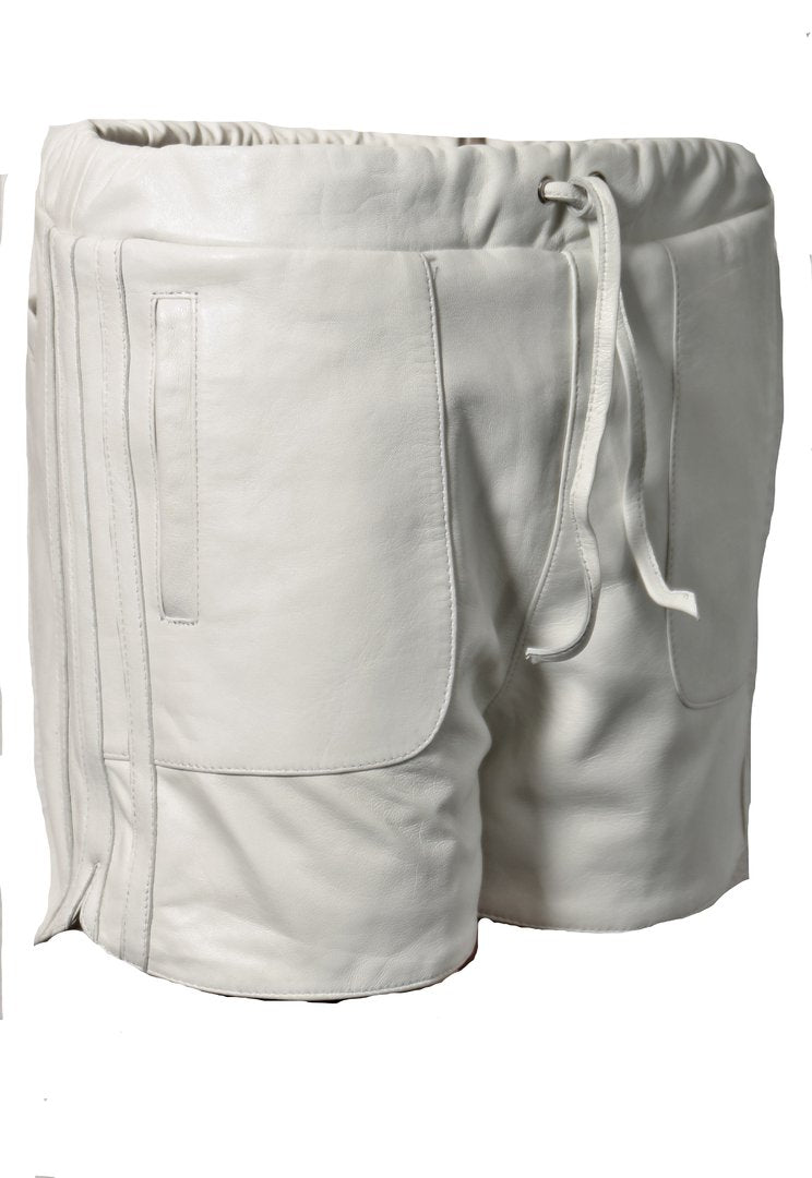 Leder-Shorts als Sporthose aus ECHT-Leder in weiß