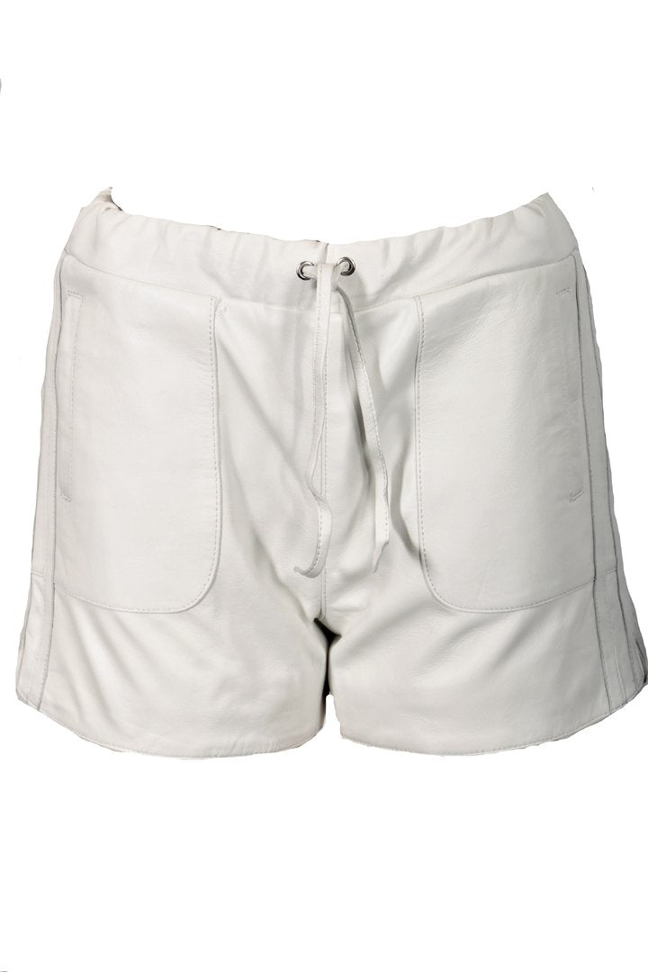 Leder-Shorts als Sporthose aus ECHT-Leder in weiß
