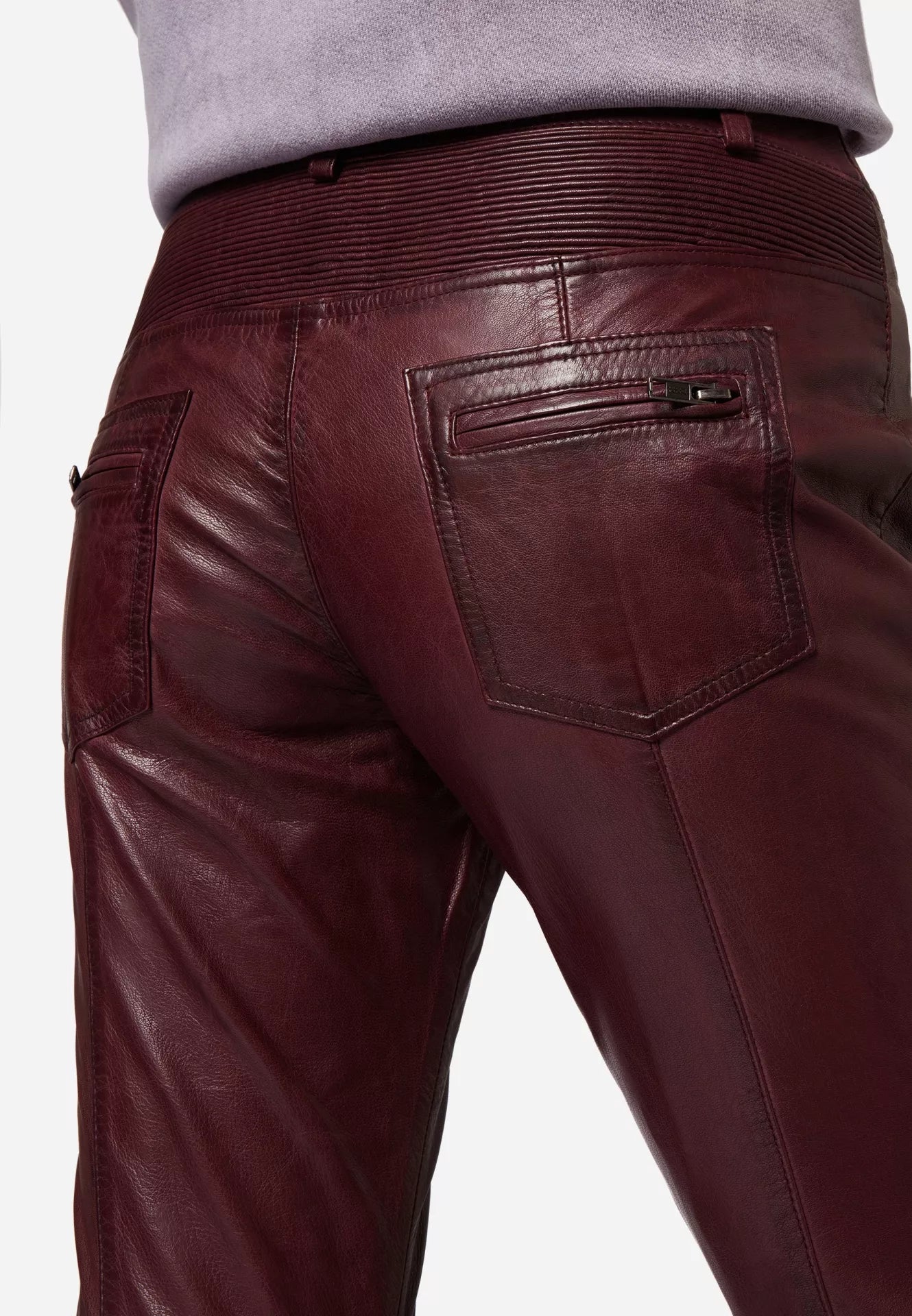 Donna Low Waist Lederjeans mit Biker-Elementen