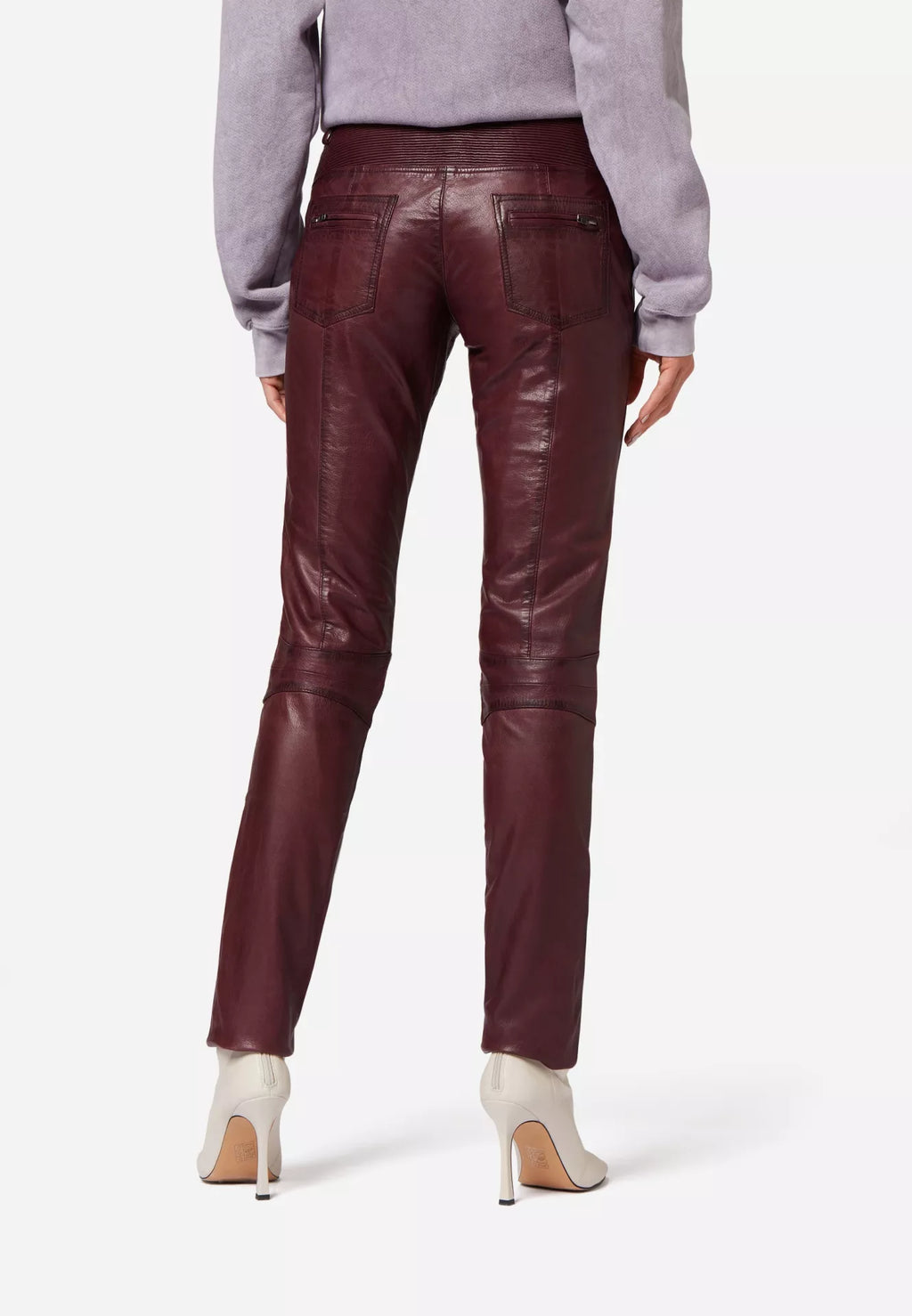 Donna Low Waist Lederjeans mit Biker-Elementen