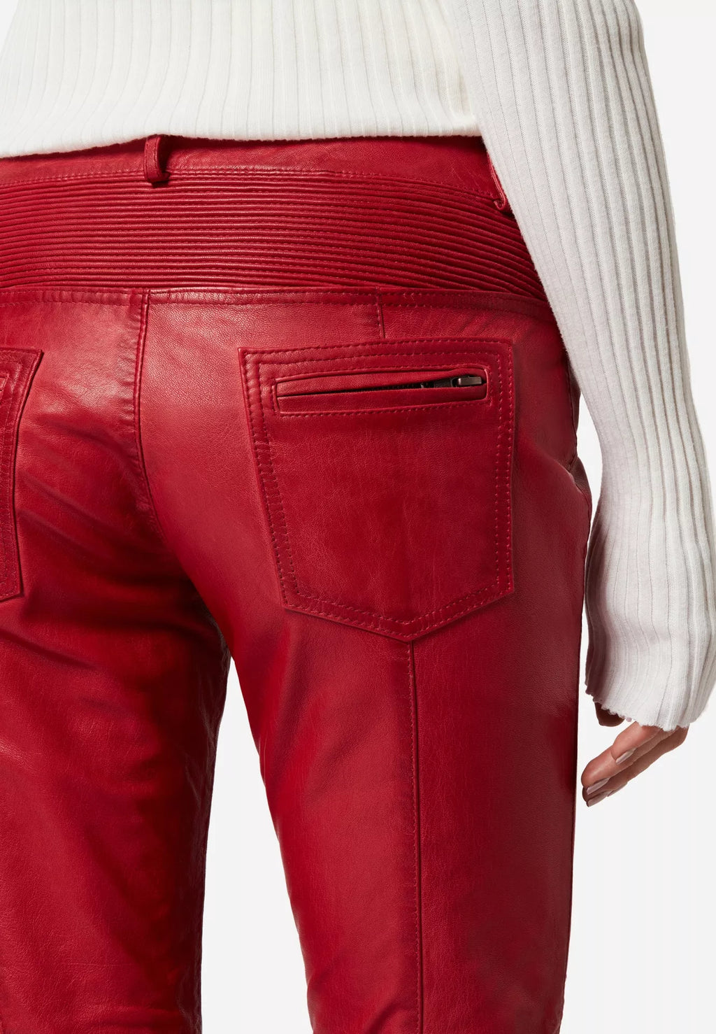 Donna Low Waist Lederjeans mit Biker-Elementen