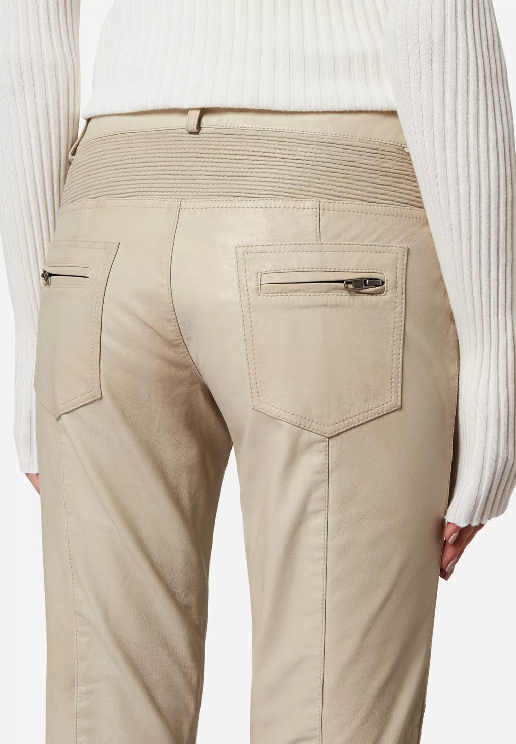 Donna Low Waist Lederjeans mit Biker-Elementen