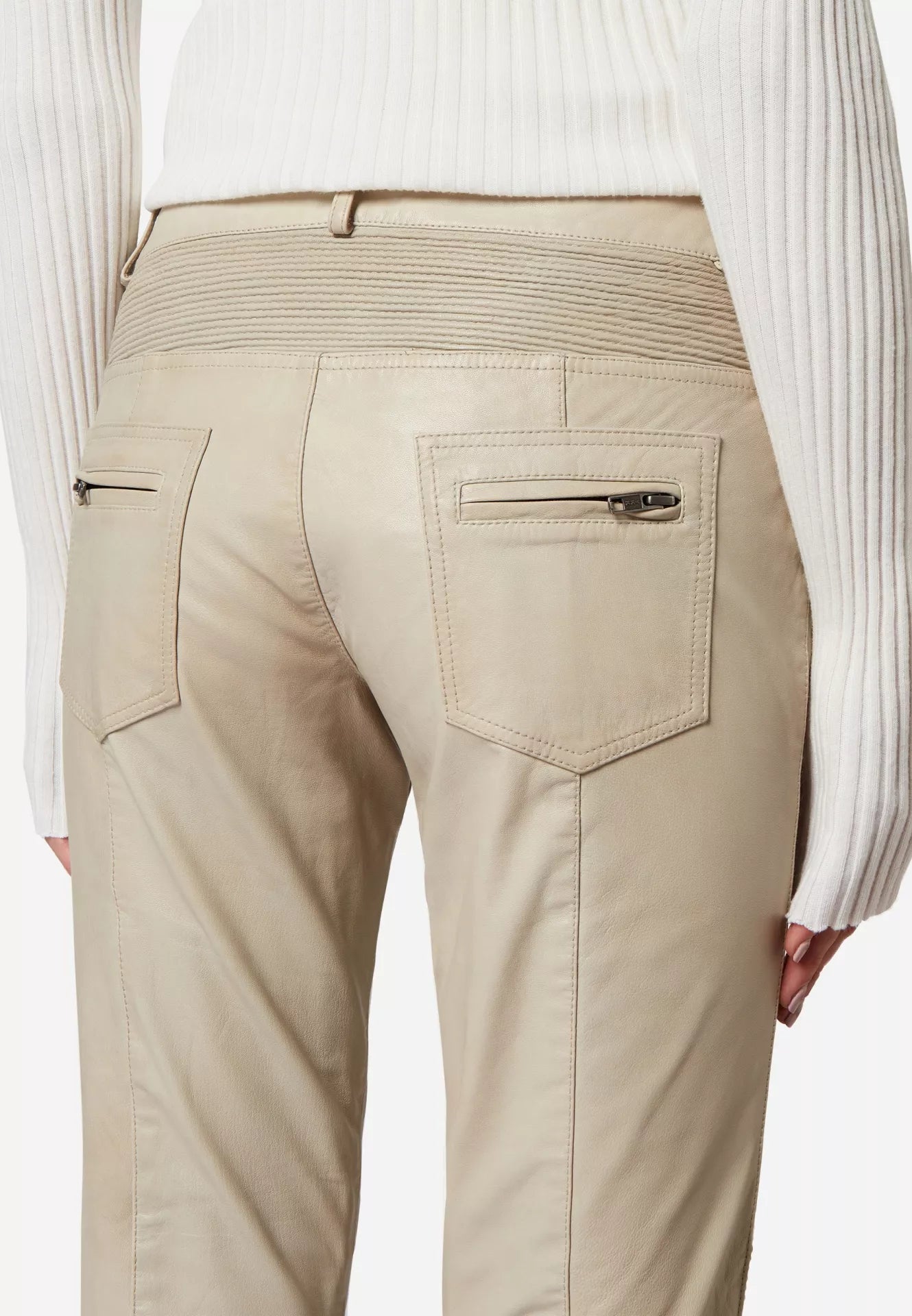 Donna Low Waist Lederjeans mit Biker-Elementen